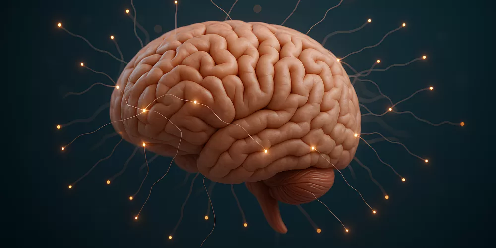 A selection of walnuts, flaxseeds, and blueberries, key Brain Foods for Focus and Memory.