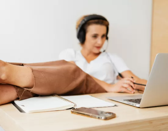 A clean, organized home desk setup, demonstrating Productivity Hacks for Remote Work.