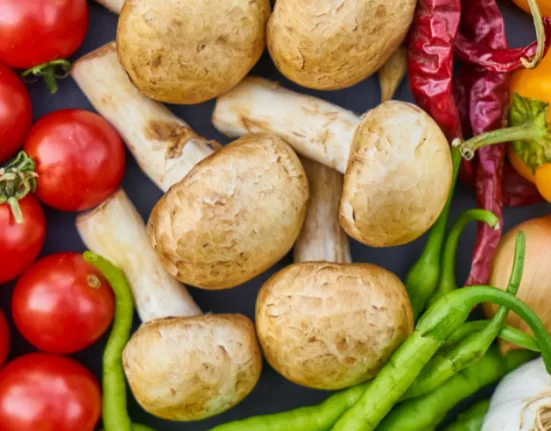 A selection of Vitamin C-rich foods and bone broth, the best Superfoods for Boosting Collagen.