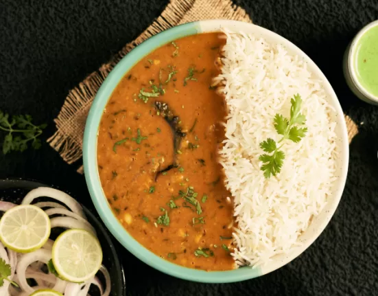 A bowl of Dal and Besan Cheela, excellent Indian Meals for Cholesterol Control.