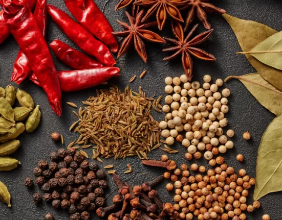 A collection of colorful Spices to Boost Metabolism like turmeric, ginger, and cinnamon sticks.