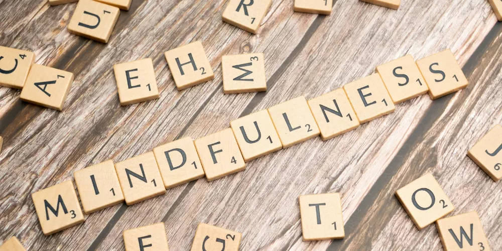 A person focusing on a single flower, a metaphor for Mindfulness Hacks for Overthinking